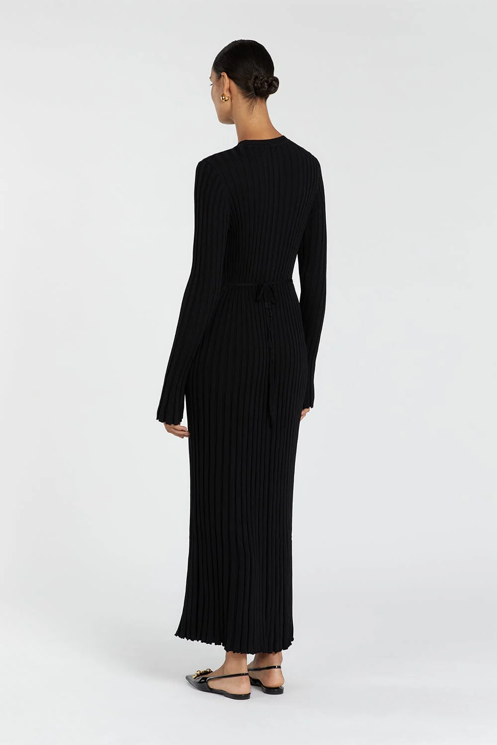 ADA BLACK LONG SLEEVE MIDI DRESS - Image 4
