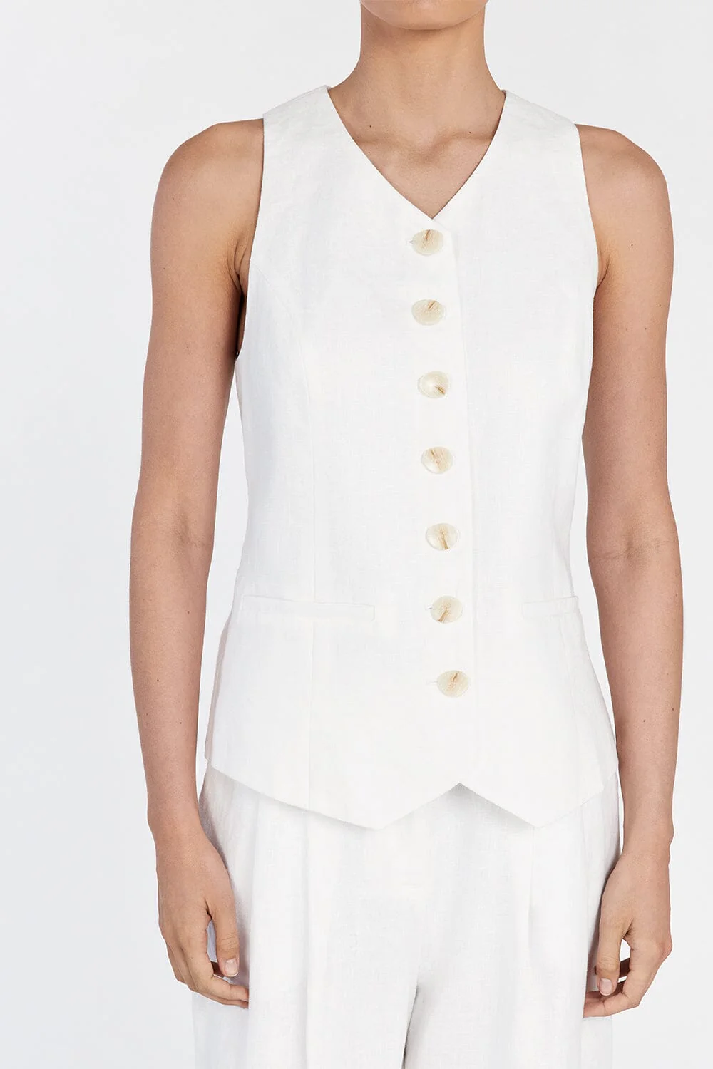 ALONDRA WHITE LINEN VEST - Image 7