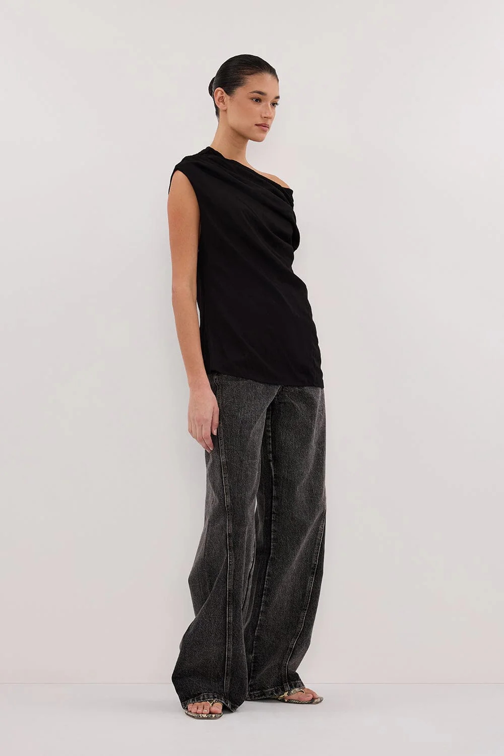 ANDY BLACK ASYM DRAPED TOP - Image 3