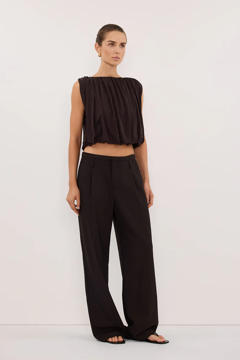 AVA BURNT CHOC SLEEVELESS MODAL BLEND TOP - Image 3