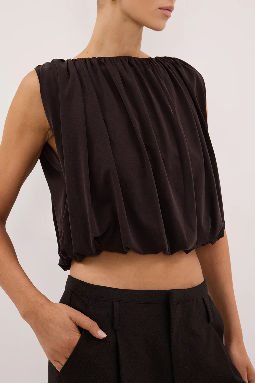 AVA BURNT CHOC SLEEVELESS MODAL BLEND TOP - Image 5