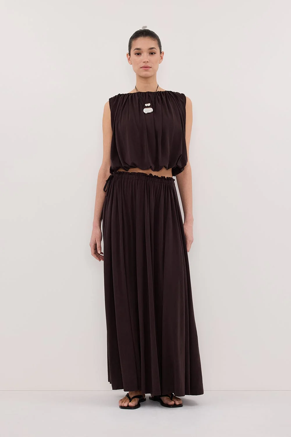 AVA BURNT CHOC SLEEVELESS MODAL BLEND TOP - Image 6