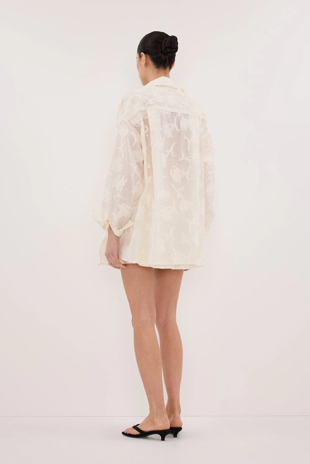 AZALEA OFF WHITE JACQUARD LONG SLEEVE SHIRT - Image 4