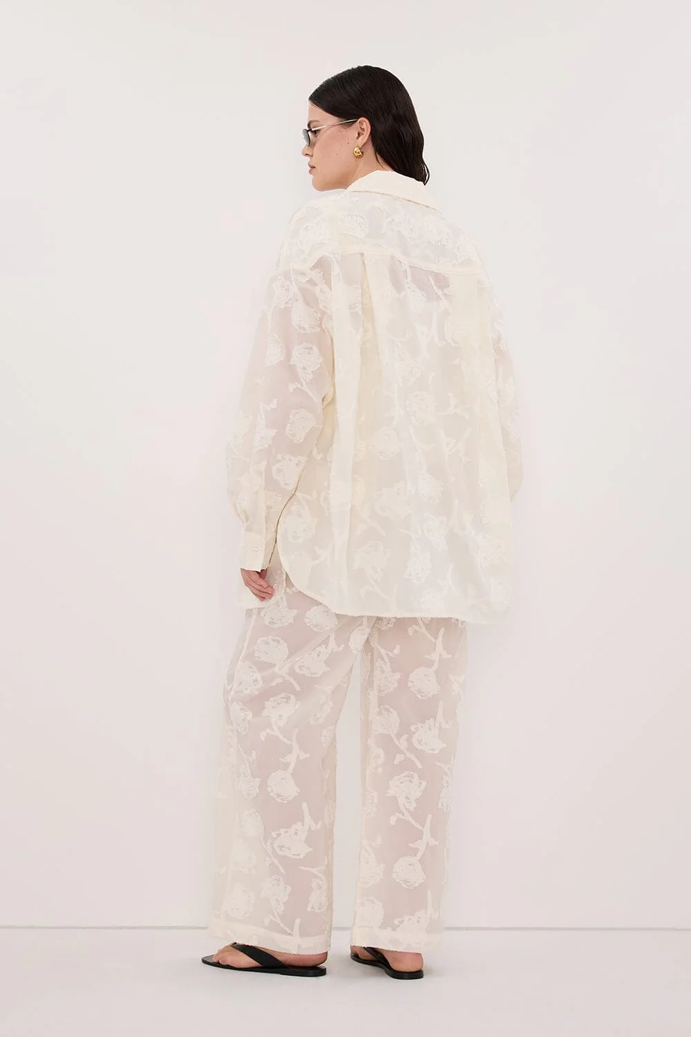 AZALEA OFF WHITE JACQUARD LONG SLEEVE SHIRT - Image 7