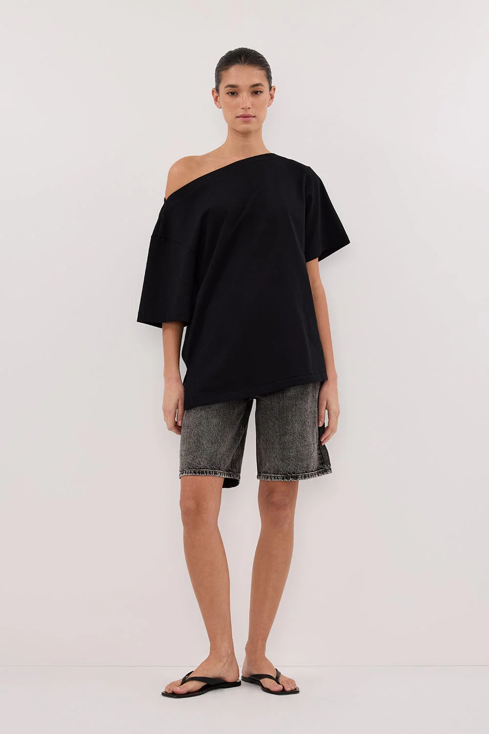 BAMBI WASHED BLACK BERMUDA DENIM SHORT - Image 4