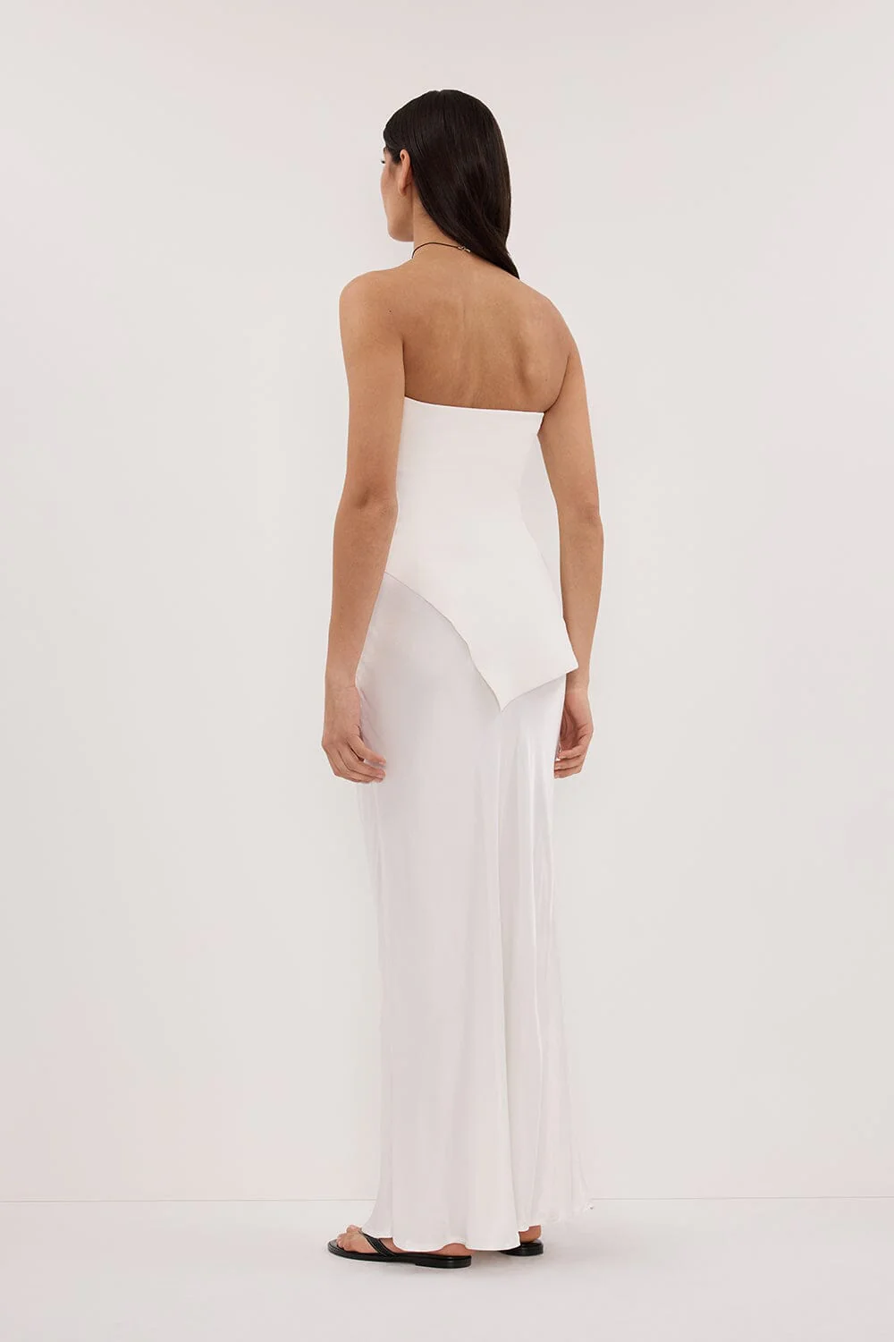 CHARLI WHITE SATIN MAXI SKIRT - Image 5