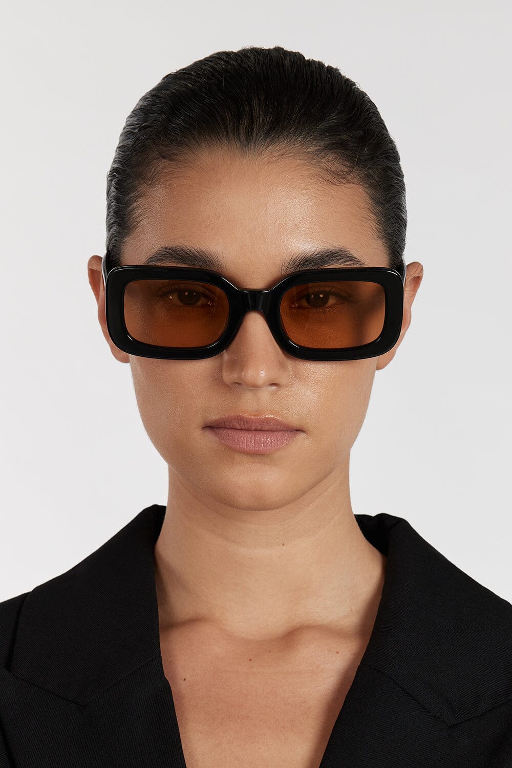 ELISA JOHNSON LEXI GLOSS BLACK LIGHT BROWN LENS SUNGLASSES - Image 3