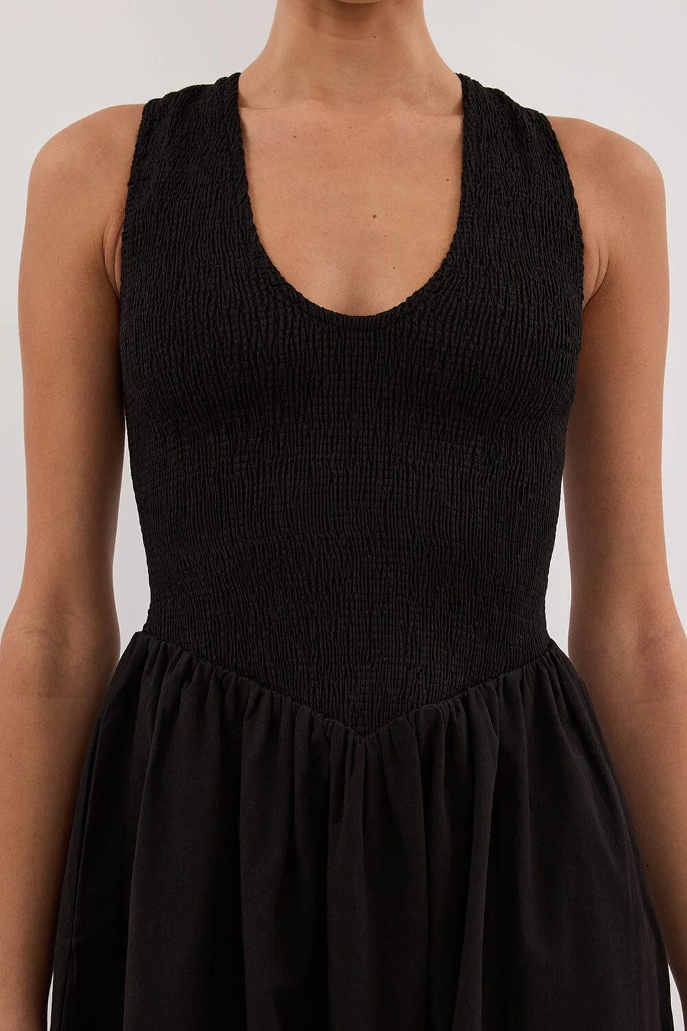 FLORENCE BLACK SLEEVELESS COTTON MIDI DRESS - Image 5