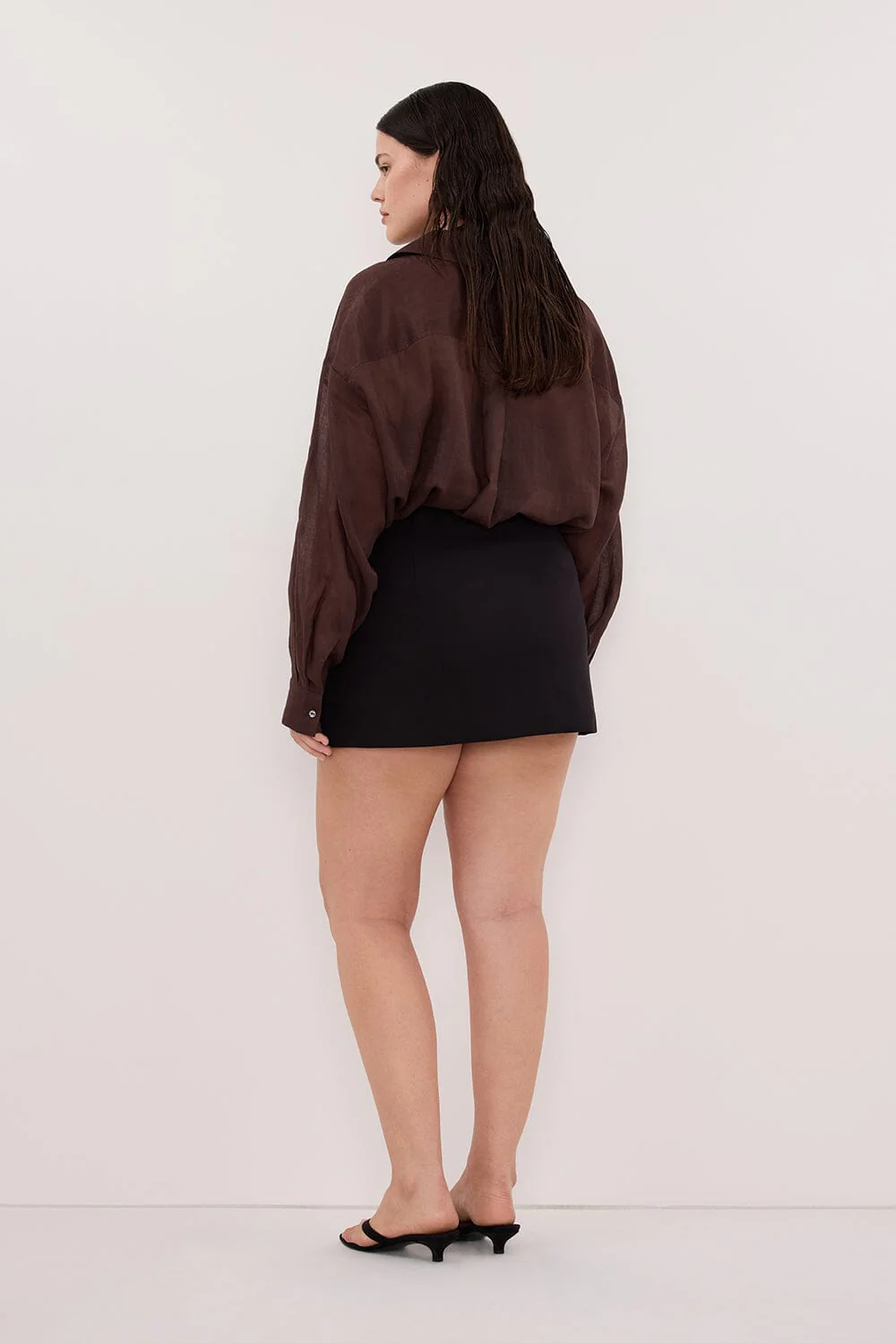 GINNY BURNT CHOC LONG SLEEVE RAMIE SHIRT - Image 7