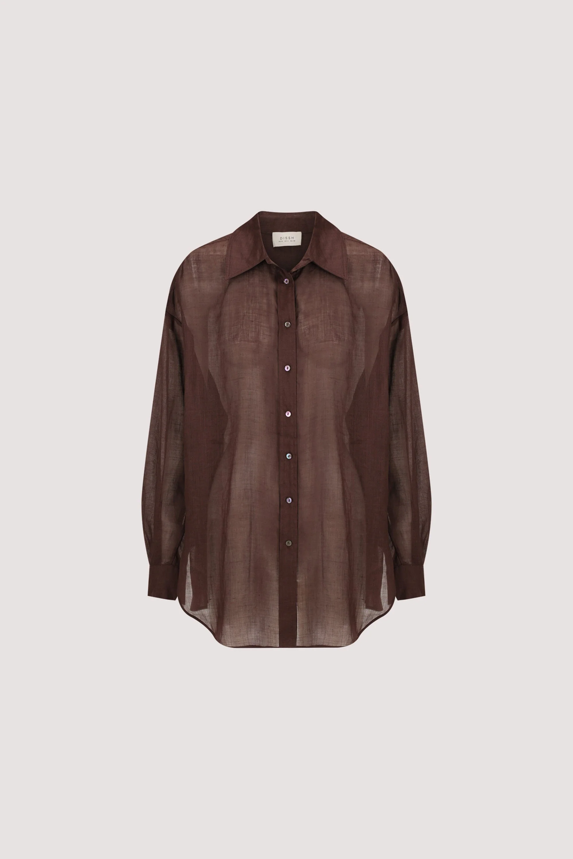 GINNY BURNT CHOC LONG SLEEVE RAMIE SHIRT - Image 8