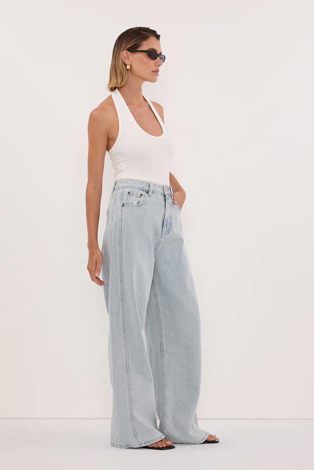 HARLAN OFF WHITE KNIT HALTER TOP - Image 3