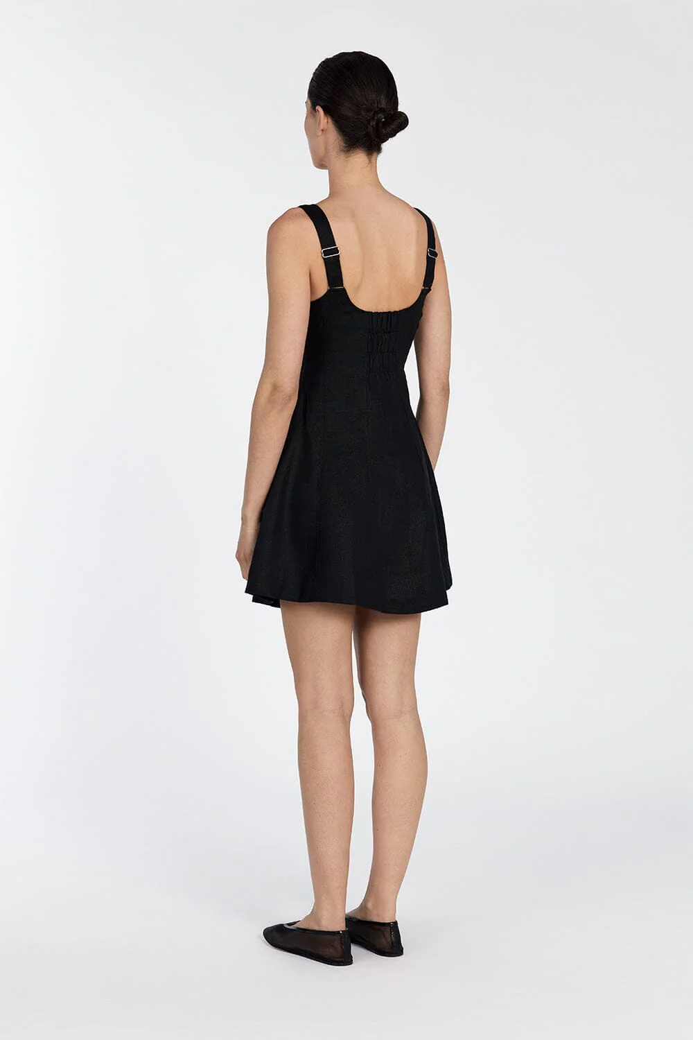 HARRIET BLACK LINEN MINI DRESS - Image 4