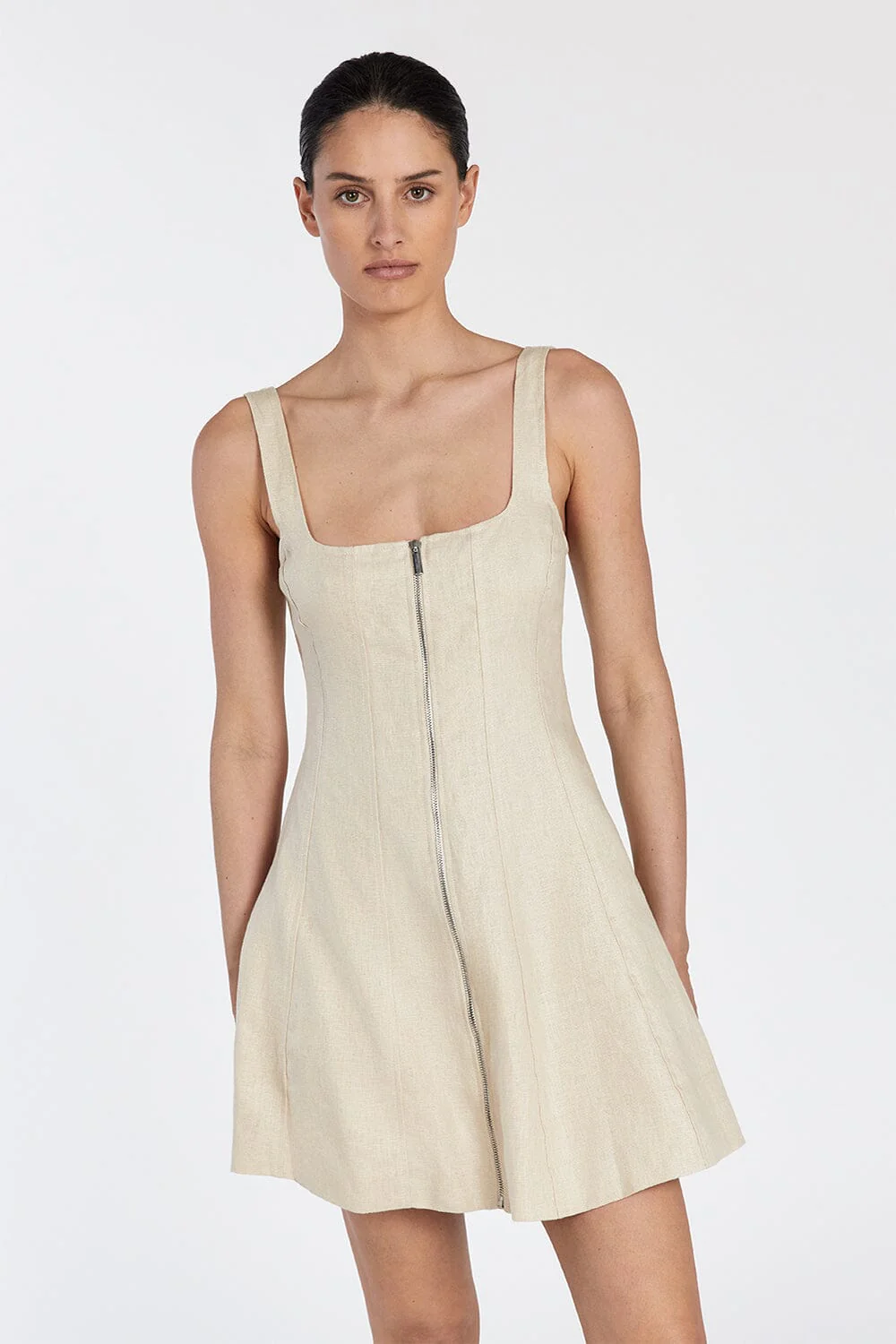 HARRIET SAND LINEN MINI DRESS - Image 3
