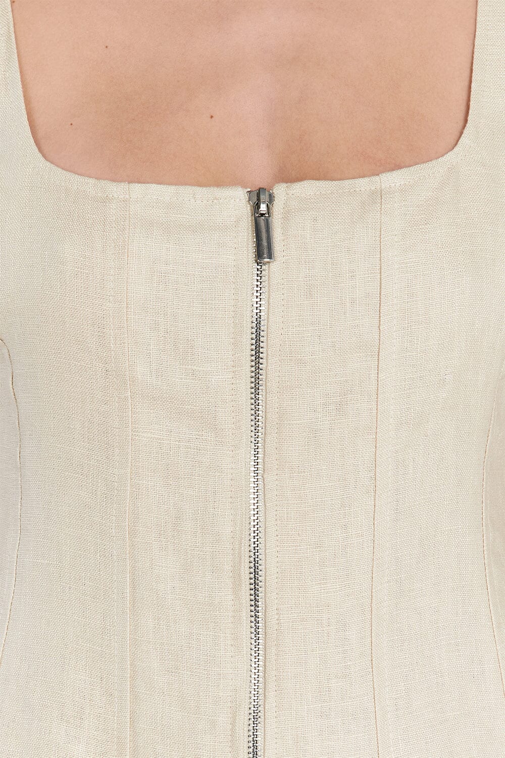 HARRIET SAND LINEN MINI DRESS - Image 5