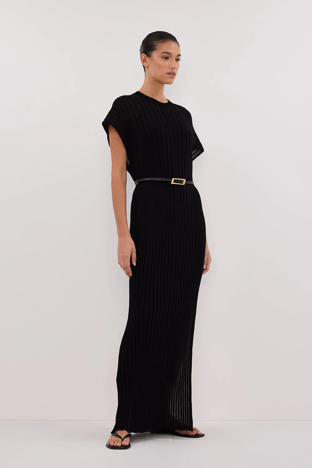 JADE BLACK KNIT MAXI DRESS - Image 3