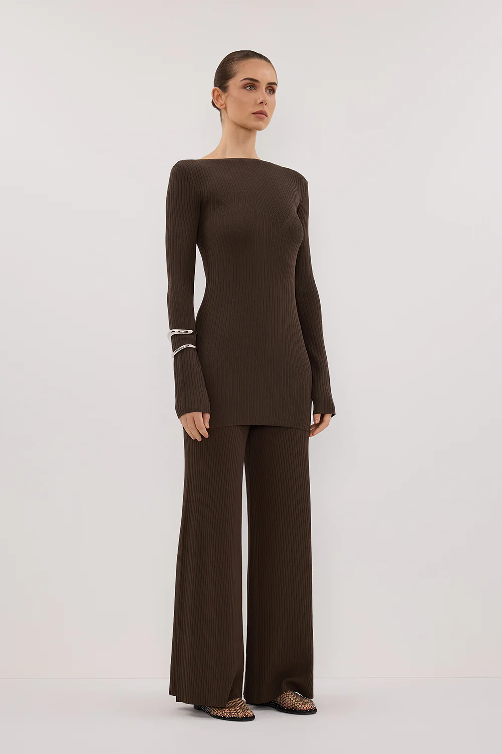 JOY DARK OLIVE LONGLINE KNIT TOP - Image 3