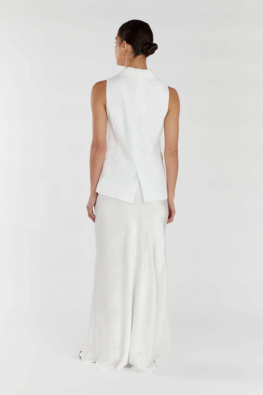 KRISTIN WHITE LINEN LONGLINE VEST - Image 4
