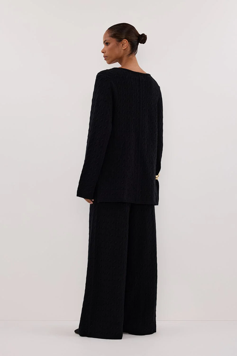MAREN BLACK CABLE KNIT PANT - Image 4