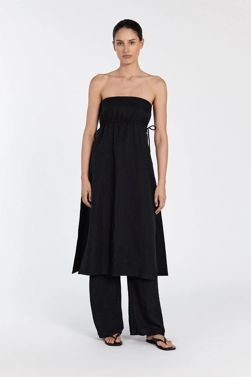 MEI BLACK LINEN BLEND TUNIC TOP - Image 6