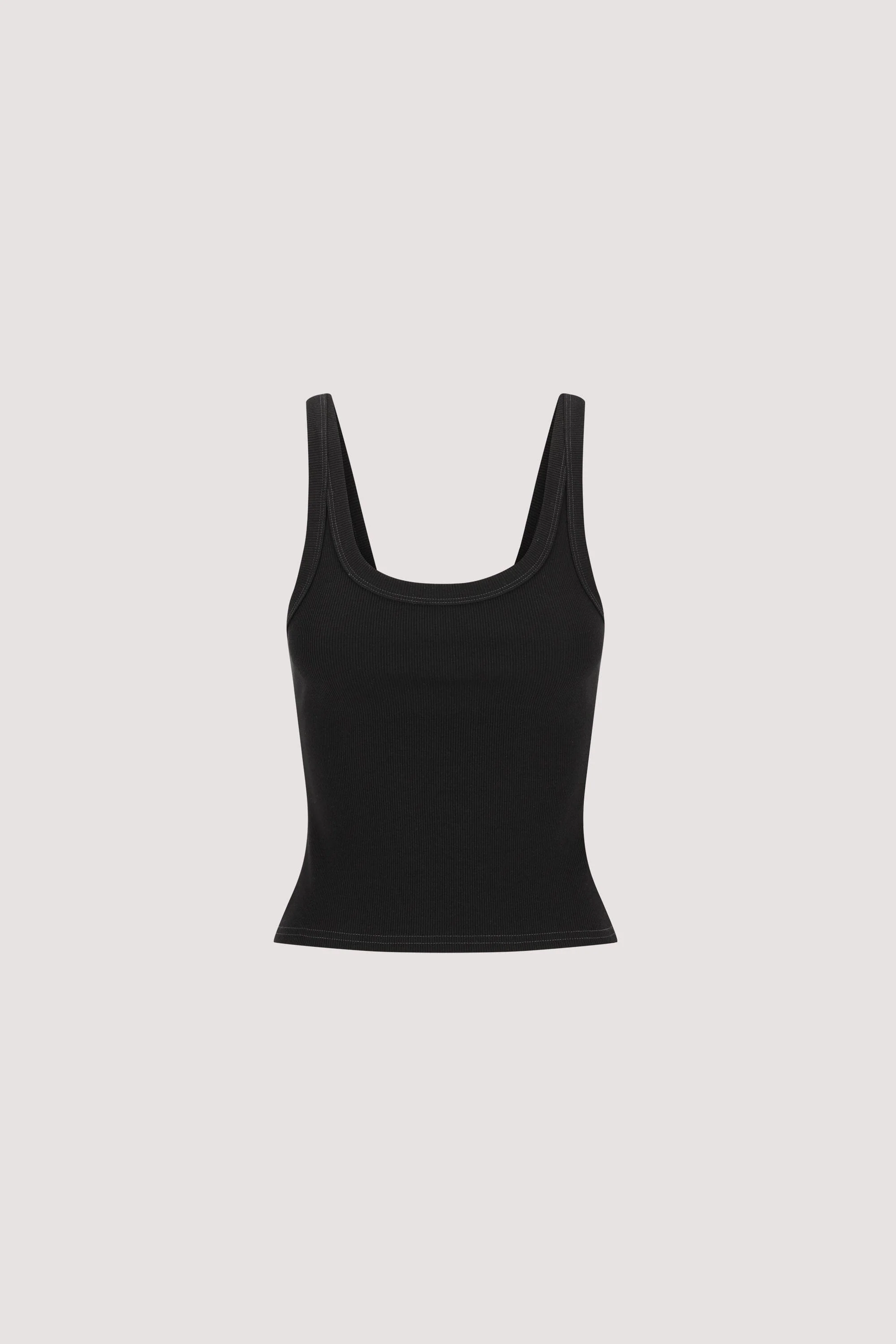 PHOEBE BLACK SCOOP NECK TANK TOP - Image 8