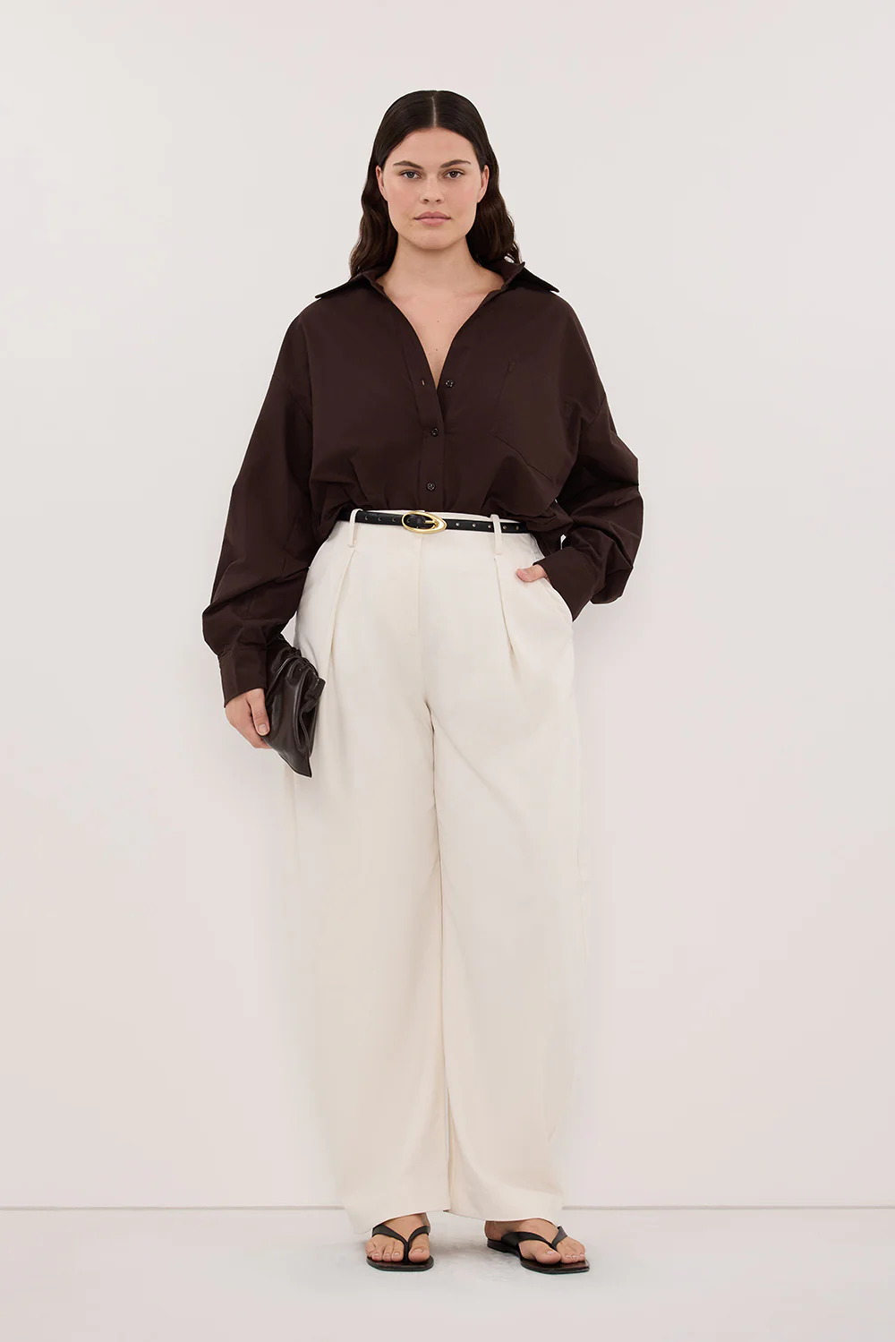 RHEA 2.0 BURNT CHOC OVERSIZED COTTON SHIRT - Image 7