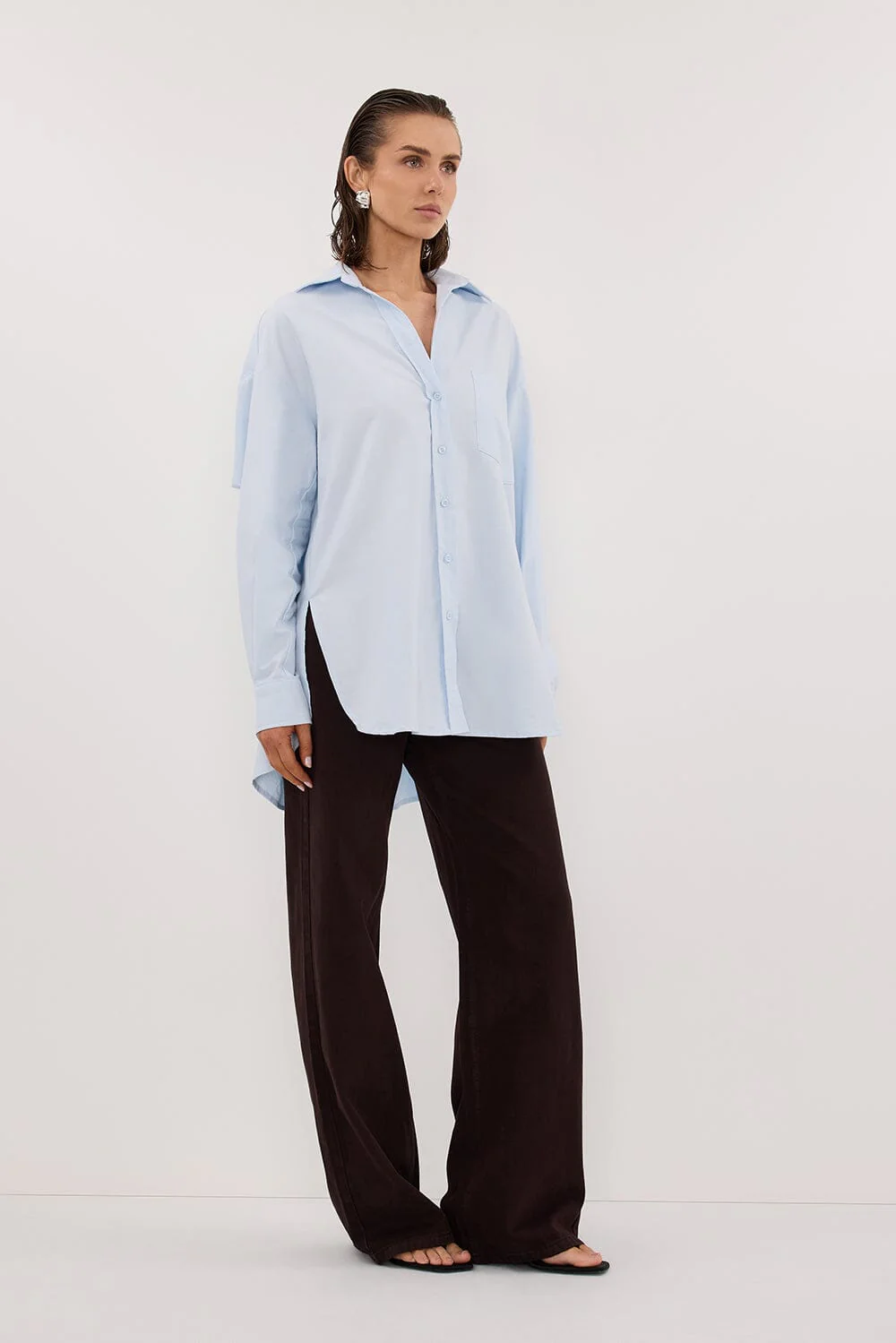 RHEA 2.0 ICE BLUE OVERSIZED COTTON SHIRT - Image 3