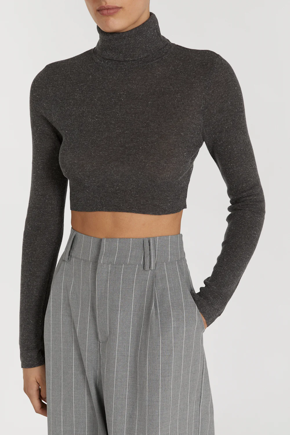 TANNER CHARCOAL KNIT CROP TOP - Image 5