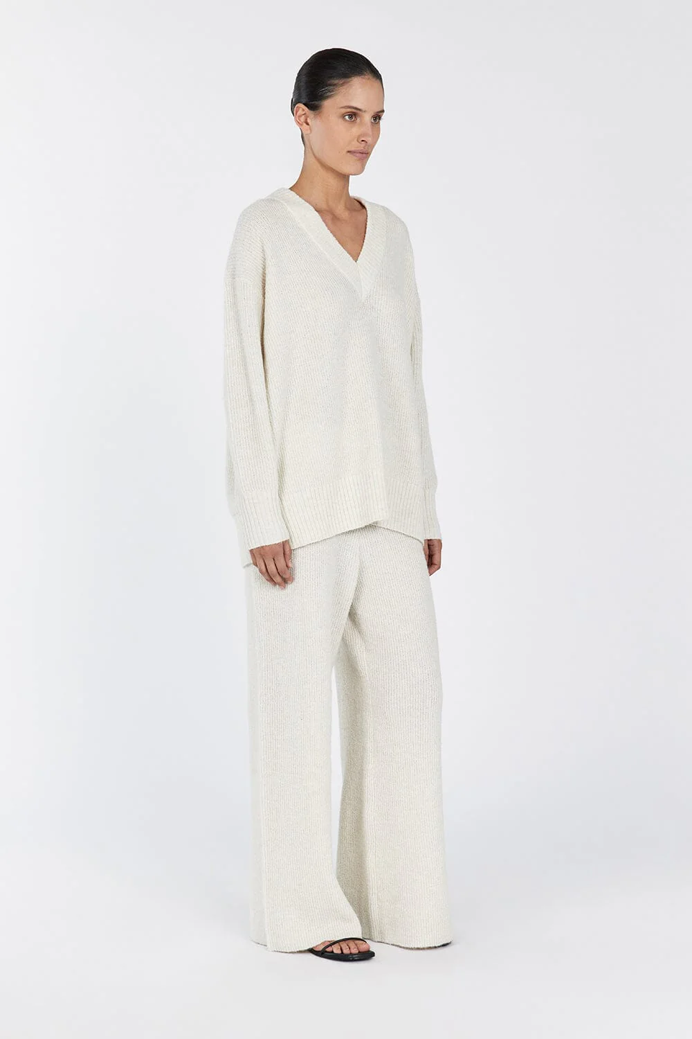 ZELIE CREAM MARLE KNIT PANT - Image 3