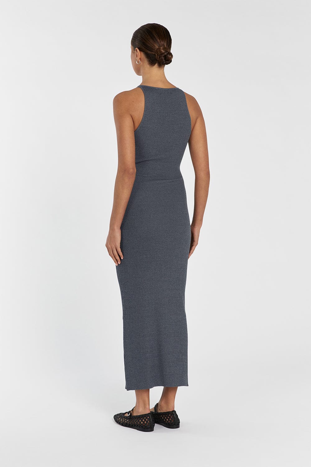 ZION DARK GREY MARLE KNIT MIDI DRESS - Image 4